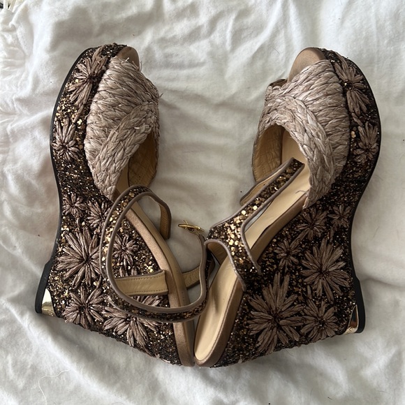 *AUTHENTIC* JIMMY CHOO Floral Sparkly Wedges - Picture 4 of 4